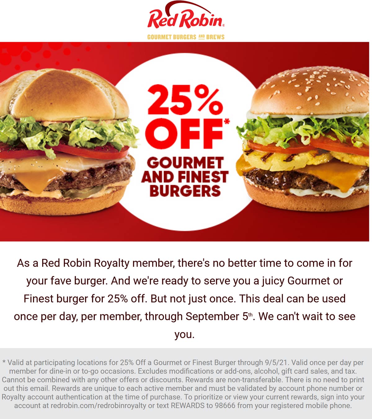 Red Robin restaurants Coupon  25% off gourmet cheeseburgers at Red Robin restaurants #redrobin 