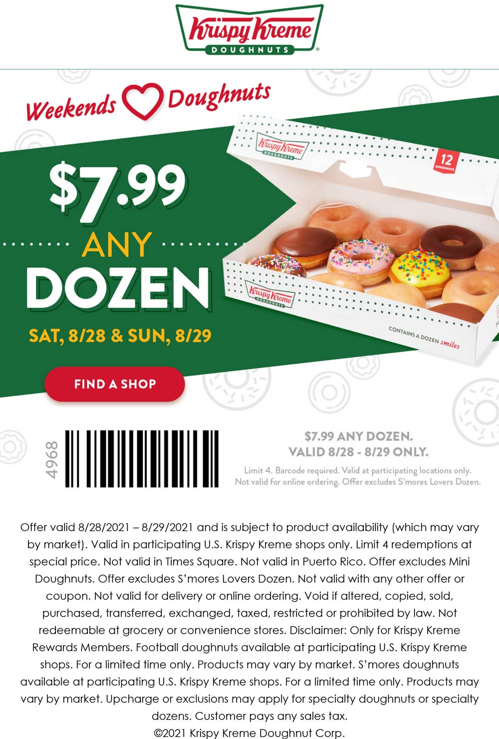 Krispy Kreme restaurants Coupon  $8 dozen at Krispy Kreme doughnuts #krispykreme 