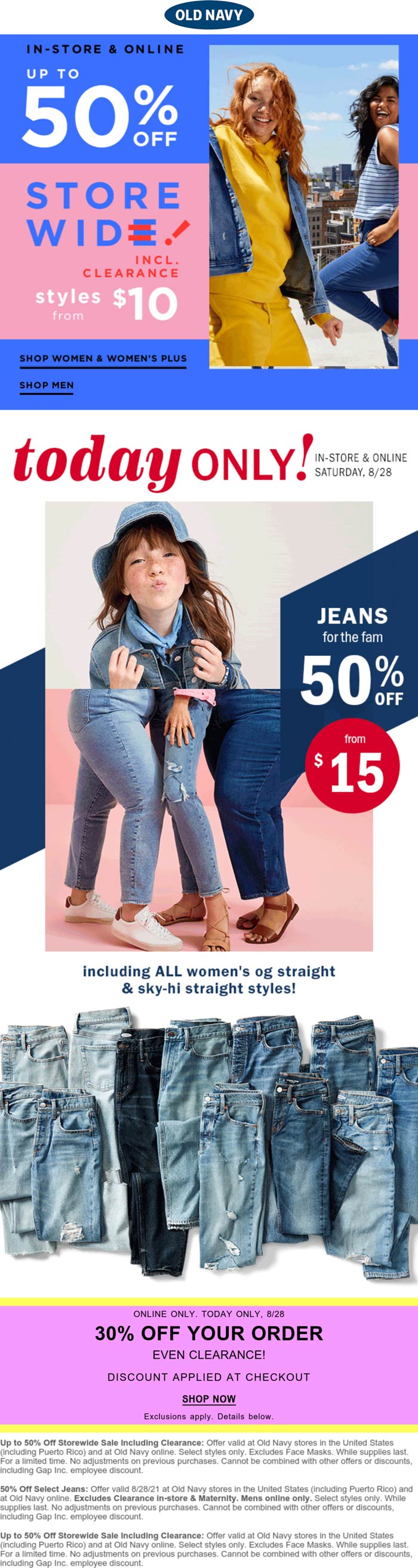 Old Navy stores Coupon  50% off jeans & more today at Old Navy #oldnavy 