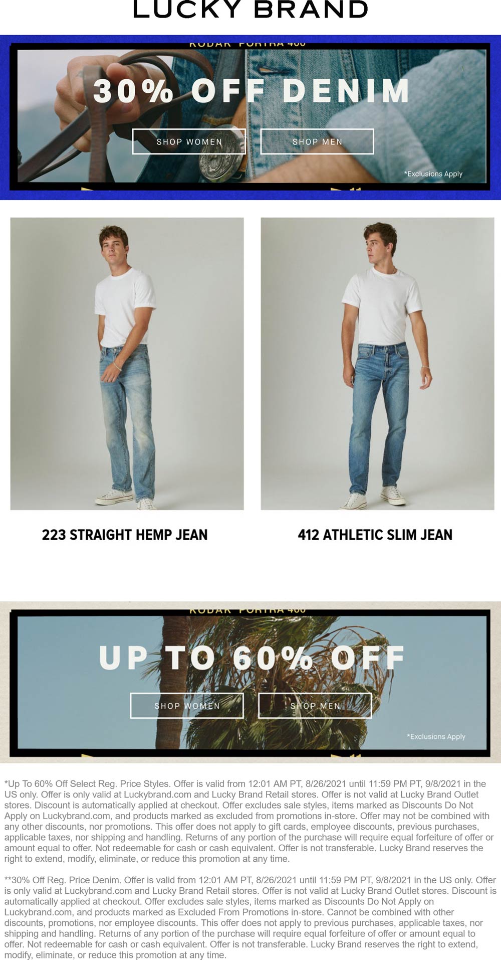 Lucky Brand stores Coupon  30% off denim & more at Lucky Brand, ditto online #luckybrand 