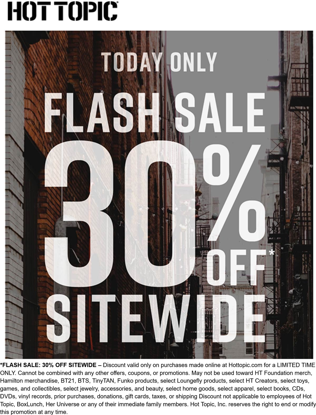 Hot Topic stores Coupon  30% off everything online today at Hot Topic #hottopic 