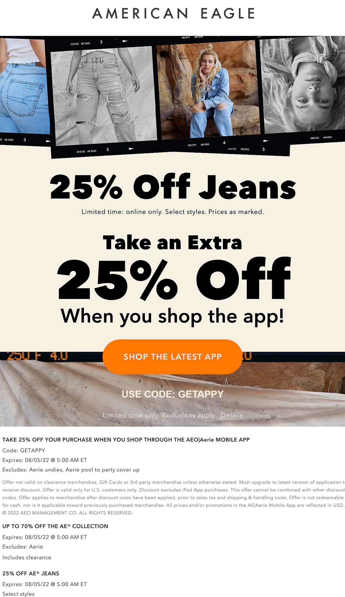 American Eagle stores Coupon  25% off jeans at American Eagle #americaneagle 