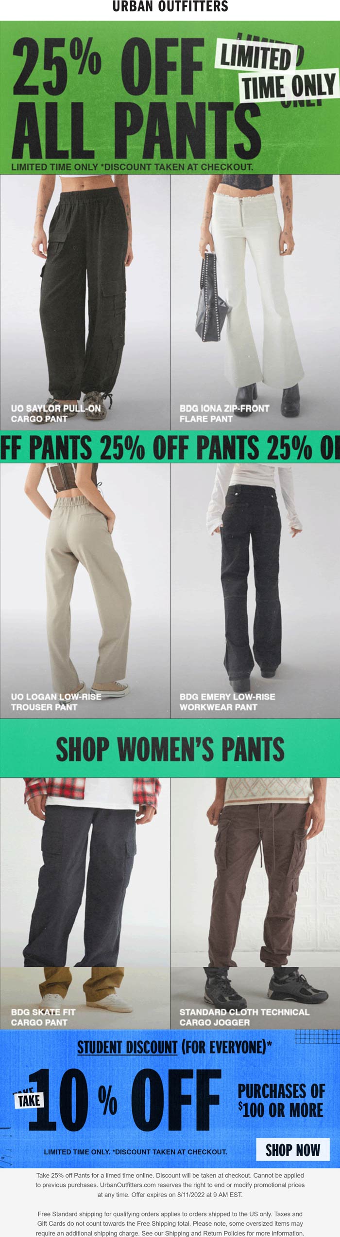 Urban Outfitters stores Coupon  25% off all pants online at Urban Outfitters #urbanoutfitters 