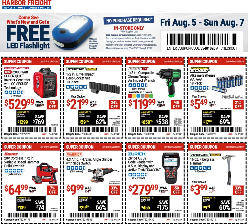 Harbor Freight stores Coupon  Free LED flashlight today at Harbor Freight Tools #harborfreight 