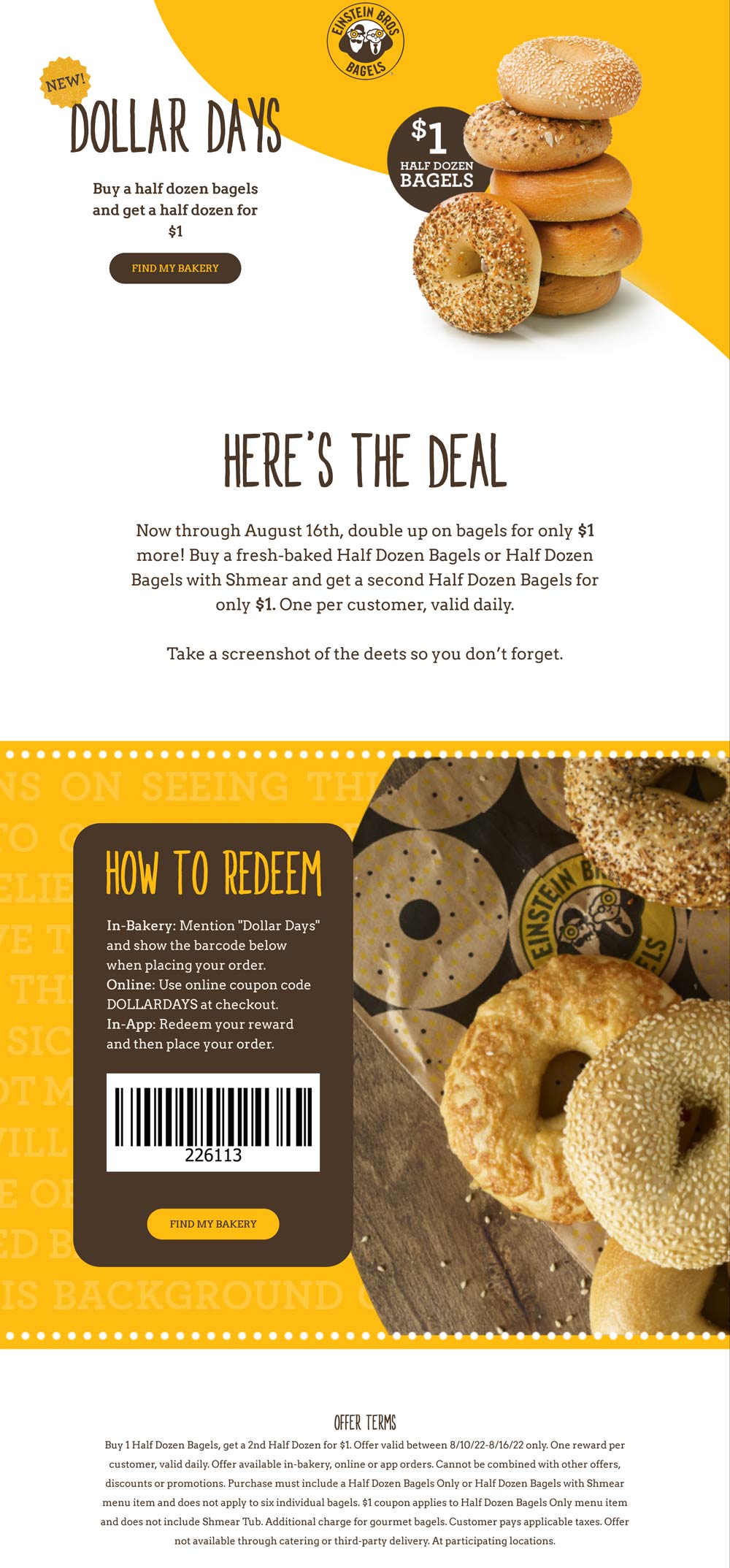 Einstein Bros Bagels coupons & promo code for [December 2022]