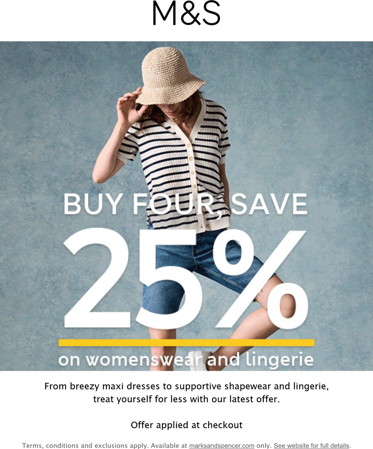 Marks and Spencer stores Coupon  25% off 4 womenswear and lingerie online at Marks and Spencer #marksandspencer 