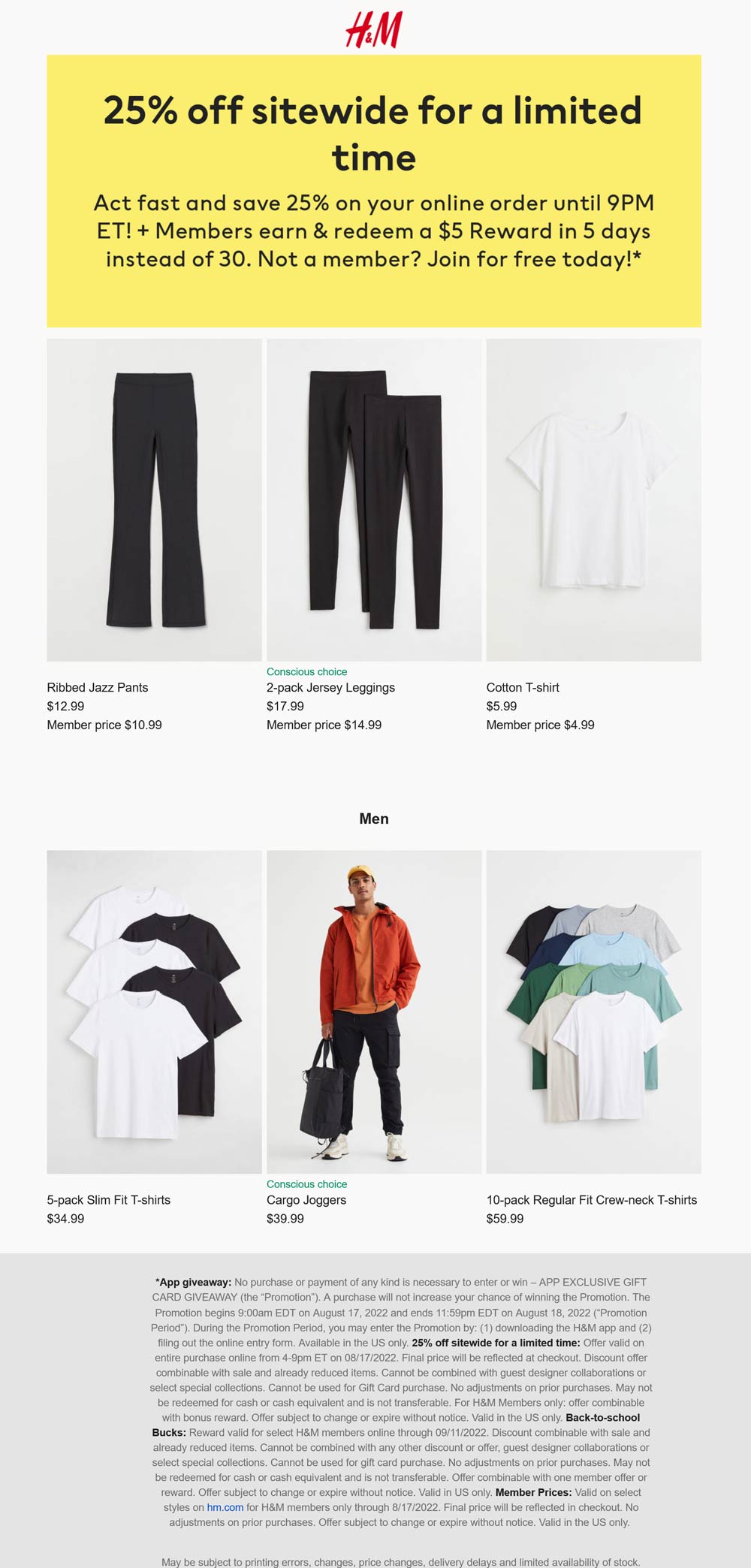 H&M stores Coupon  25% off everything online til 9p today at H&M #hm 