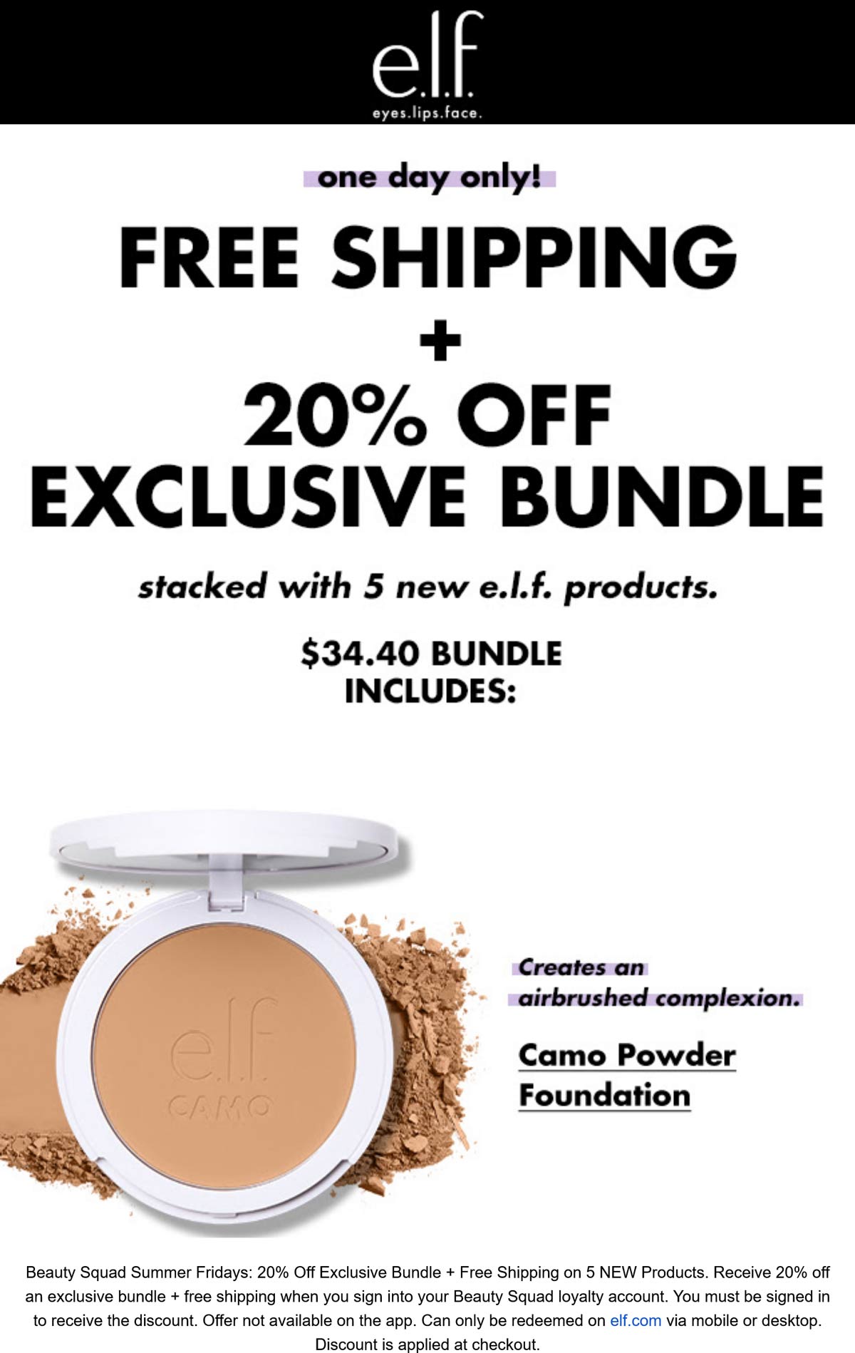 e.l.f. Cosmetics stores Coupon  20% off bundle today online at e.l.f. Cosmetics #elfcosmetics 