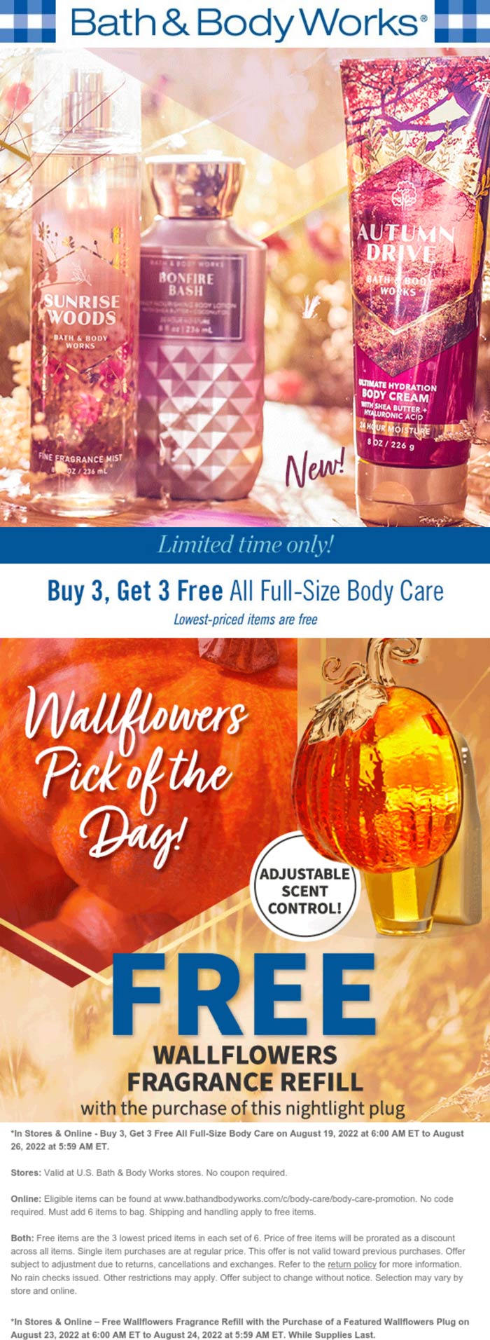 Bath & Body Works stores Coupon  6-for-3 on body care & more at Bath & Body Works, ditto online #bathbodyworks 