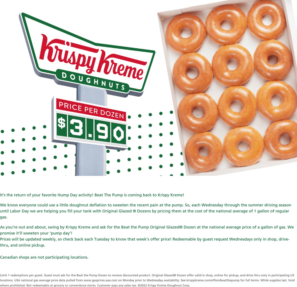 Krispy Kreme restaurants Coupon  $3.90 dozen doughnuts today at Krispy Kreme #krispykreme 