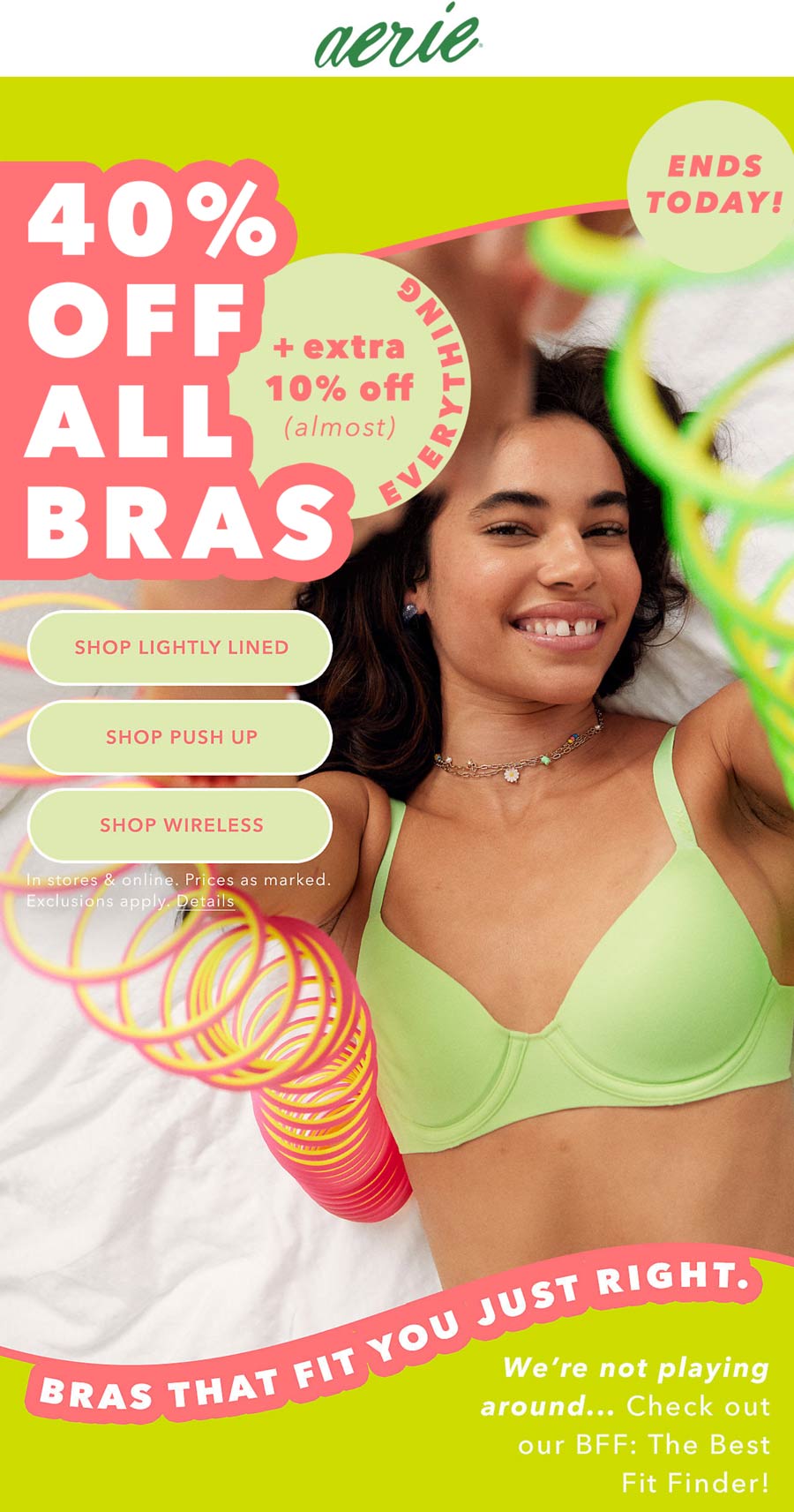 Aerie stores Coupon  40% off all bras & more today at Aerie #aerie 