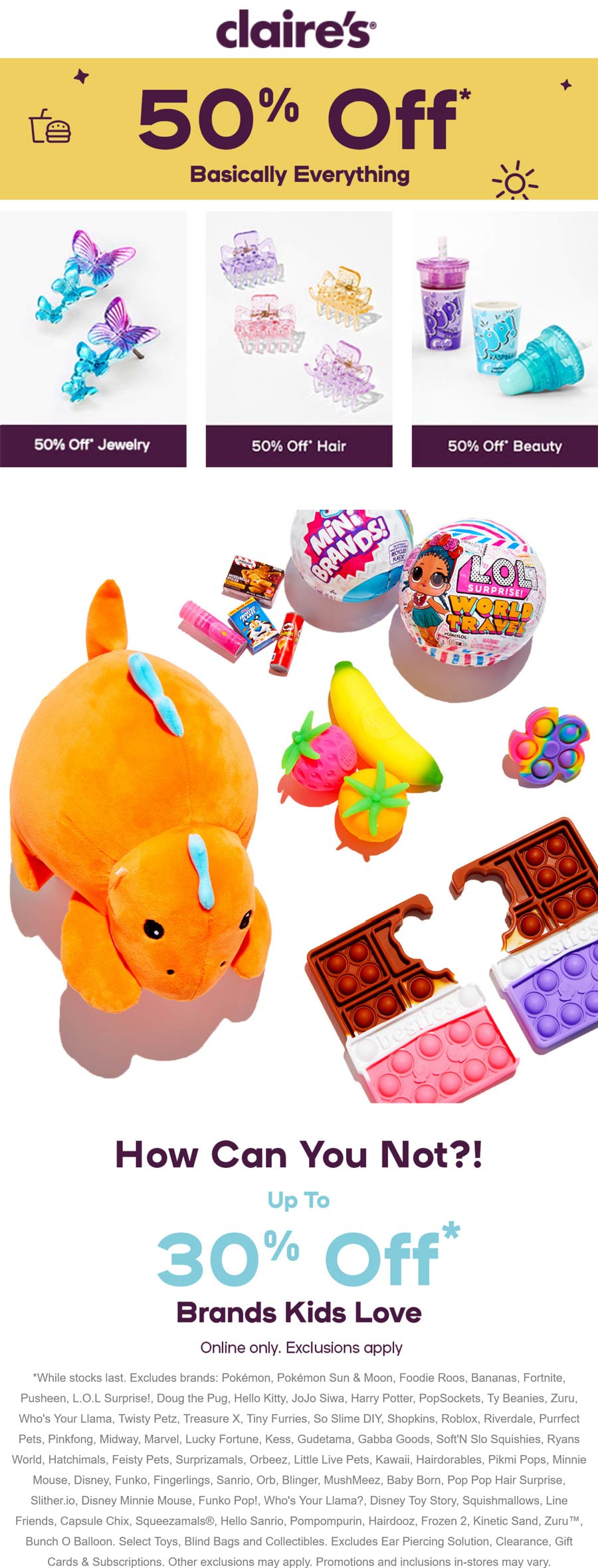 Claires stores Coupon  50% off everything online at Claires #claires 
