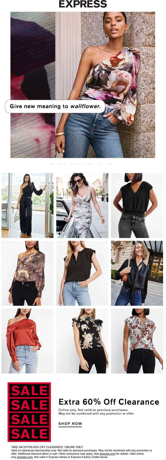 Express stores Coupon  Extra 60% off clearance online at Express #express 