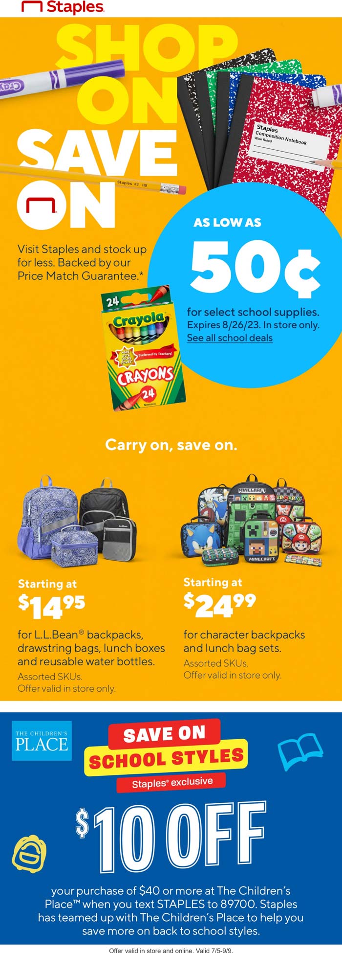 Staples stores Coupon  Various .50 cent school supplies & more at Staples #staples 