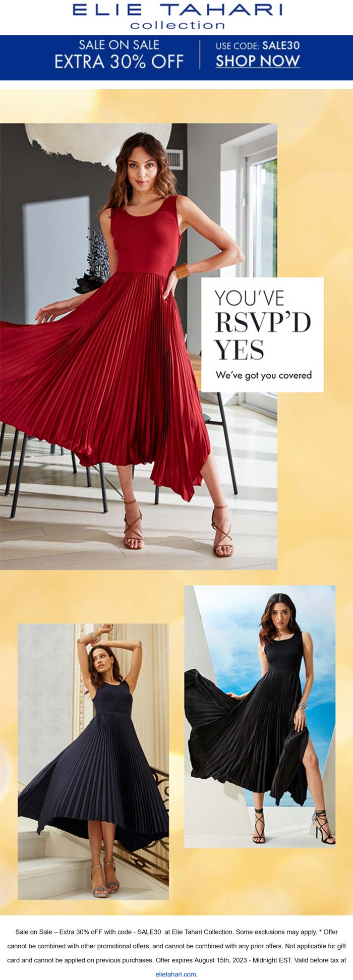 Elie Tahari Collection stores Coupon  Extra 30% off at Elie Tahari Collection via promo code SALE30 #elietaharicollection 