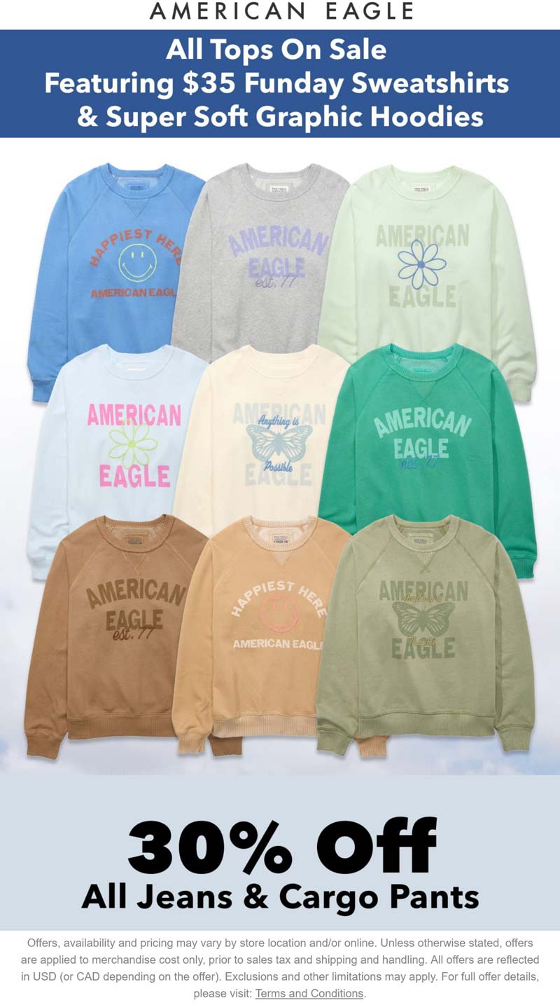 American Eagle stores Coupon  30% off all jeans & more today at American Eagle #americaneagle 