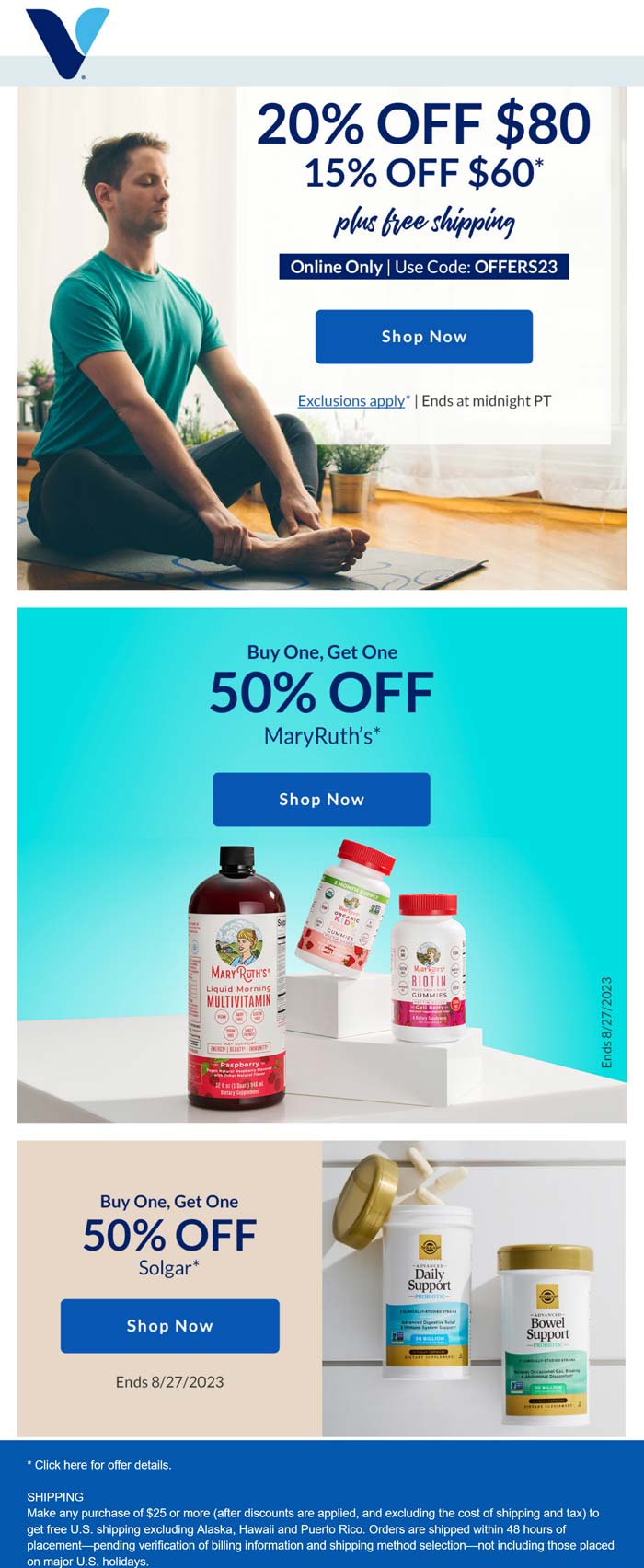 The Vitamin Shoppe stores Coupon  15-20% off $60+ today at The Vitamin Shoppe via promo code OFFERS23 #thevitaminshoppe 