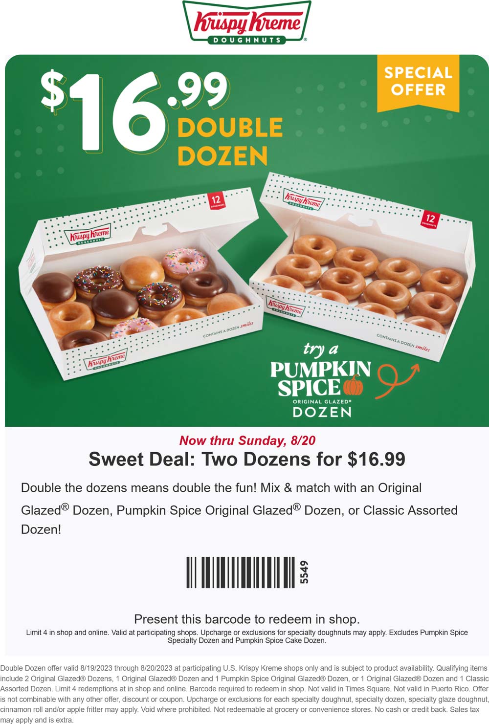 Krispy Kreme restaurants Coupon  2 dozen glazed doughnuts for $17 at Krispy Kreme #krispykreme 