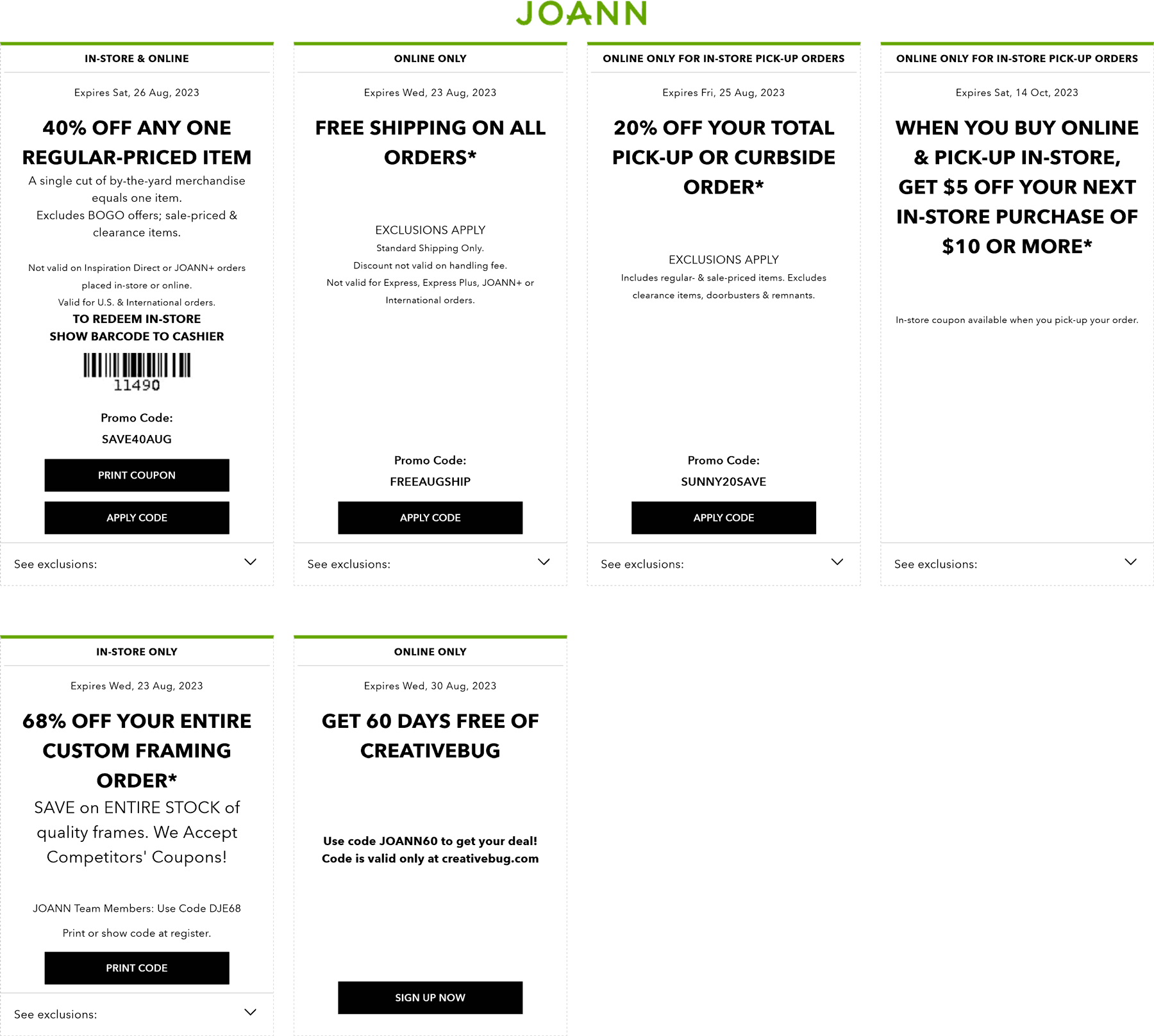Joann stores Coupon  40% off a single item at Joann, or online via promo code SAVE40AUG #joann 