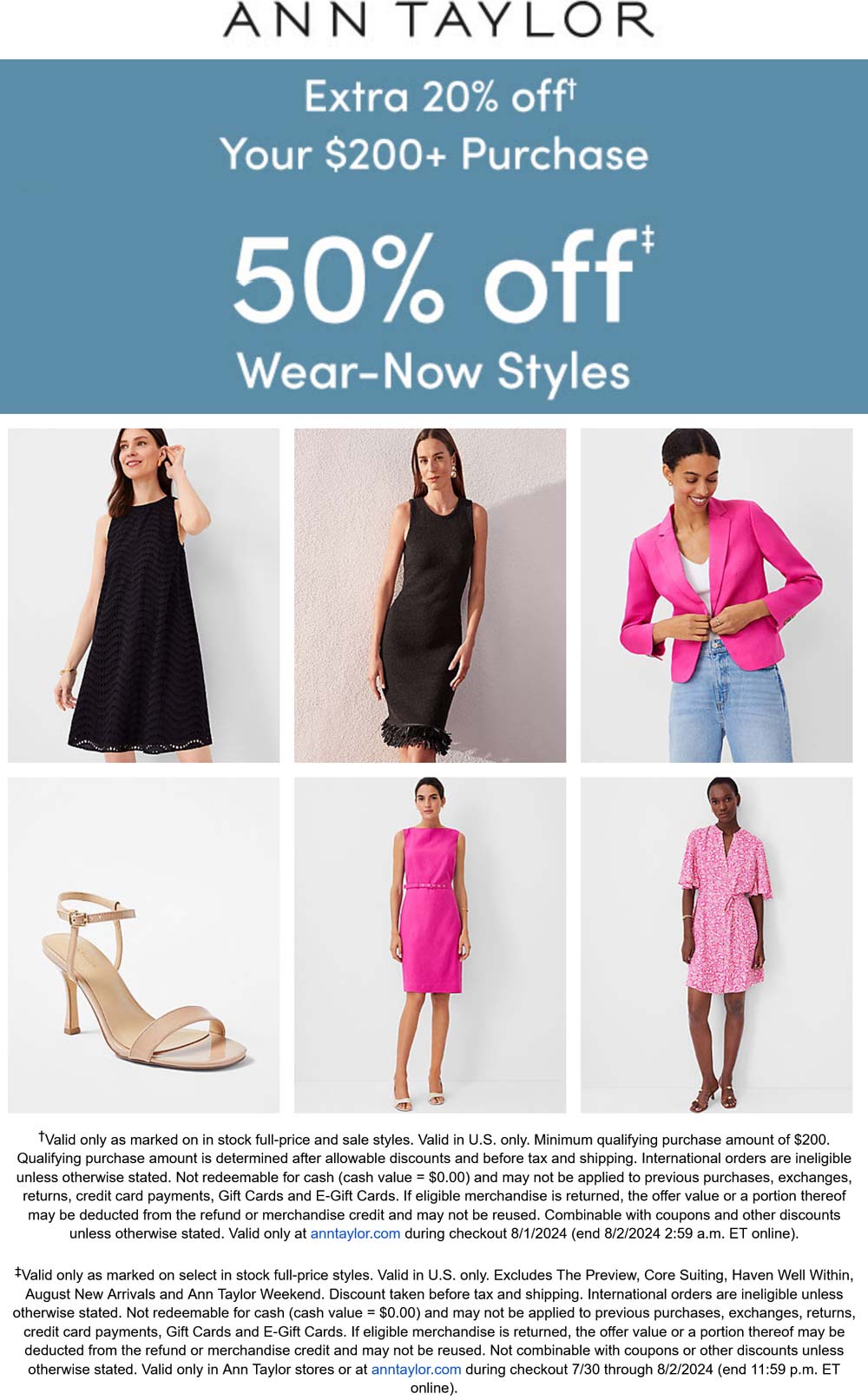 Ann Taylor stores Coupon  Extra 20% off $200 & more online today at Ann Taylor #anntaylor 