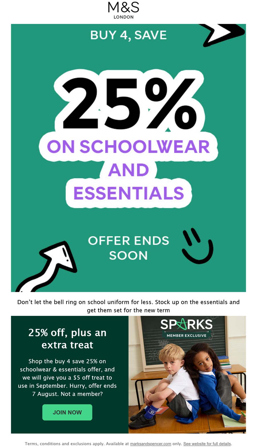 Marks and Spencer stores Coupon  25% off schoolwear at Marks and Spencer #marksandspencer 