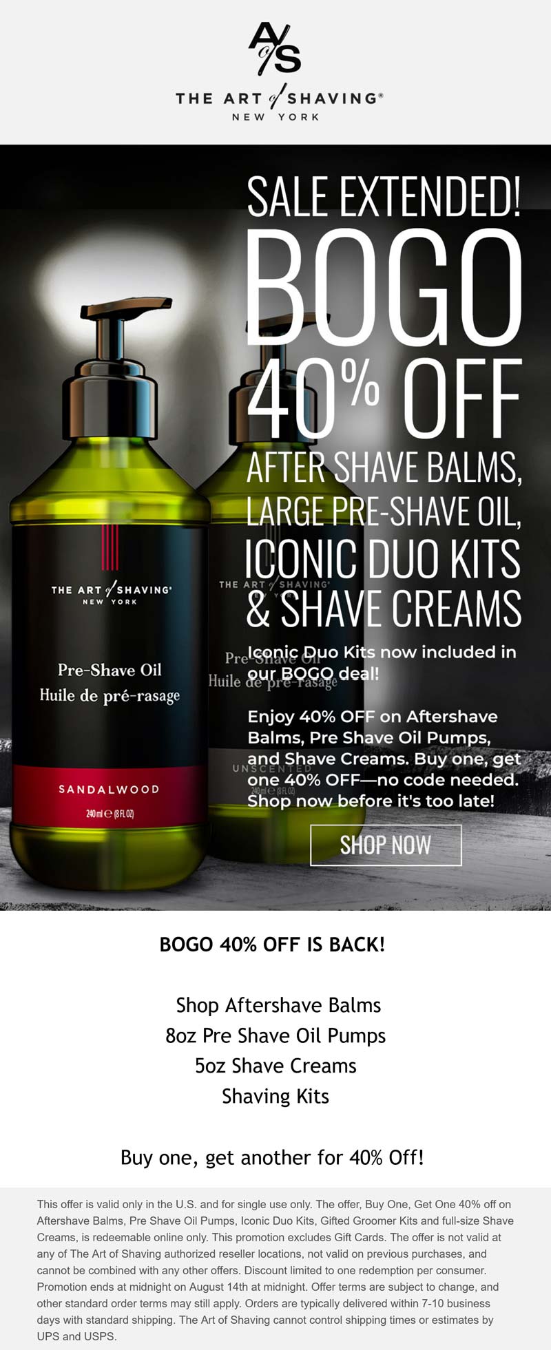 The Art of Shaving stores Coupon  Second item 40% off at The Art of Shaving #theartofshaving 