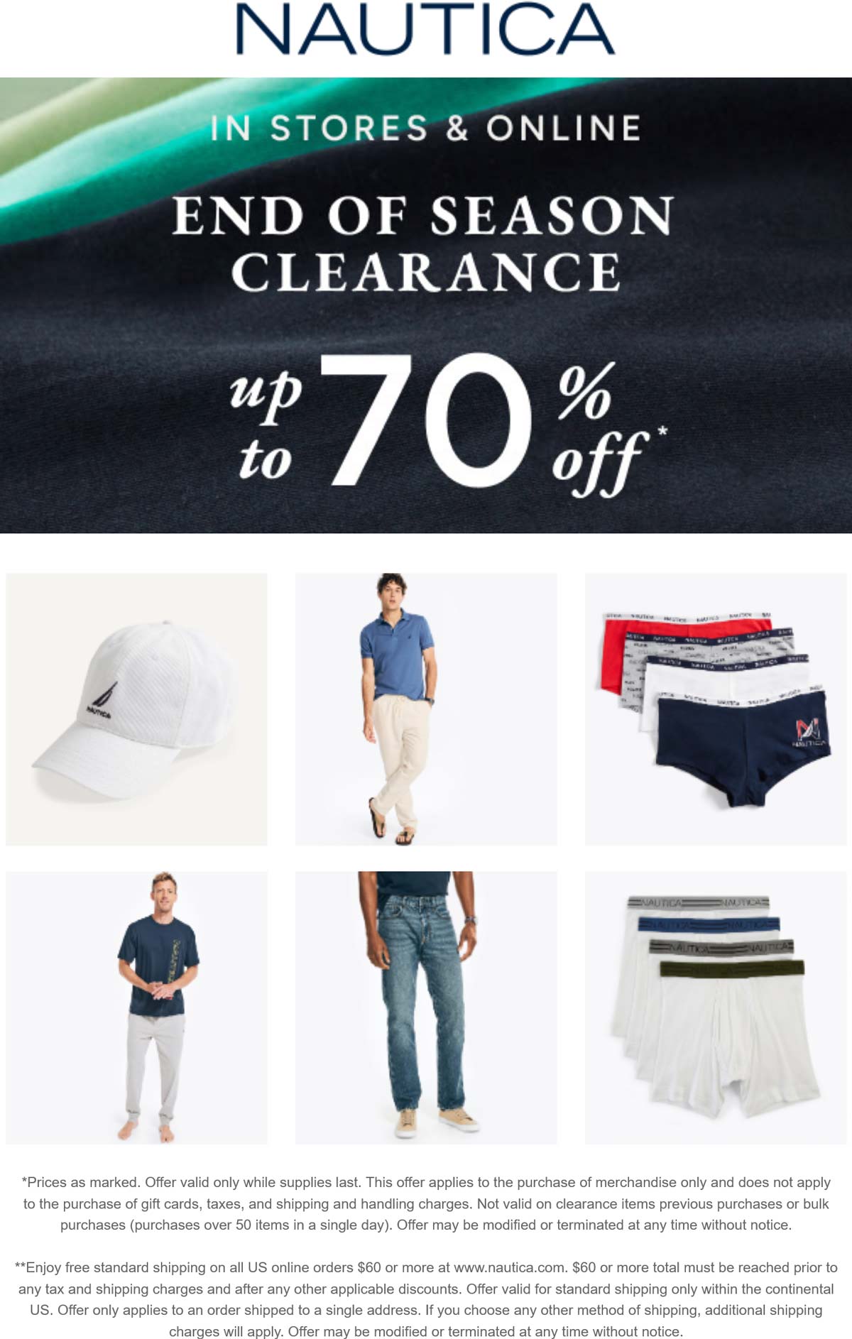 Nautica stores Coupon  End of season 70% clearance at Nautica, ditto online #nautica 