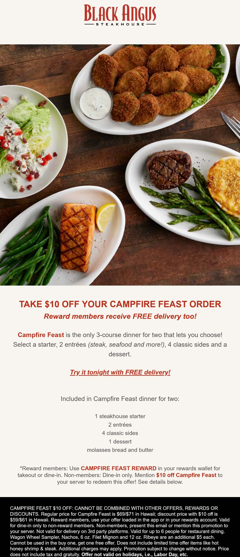 Black Angus restaurants Coupon  $10 off campfire feast at Black Angus steakhouse #blackangus 