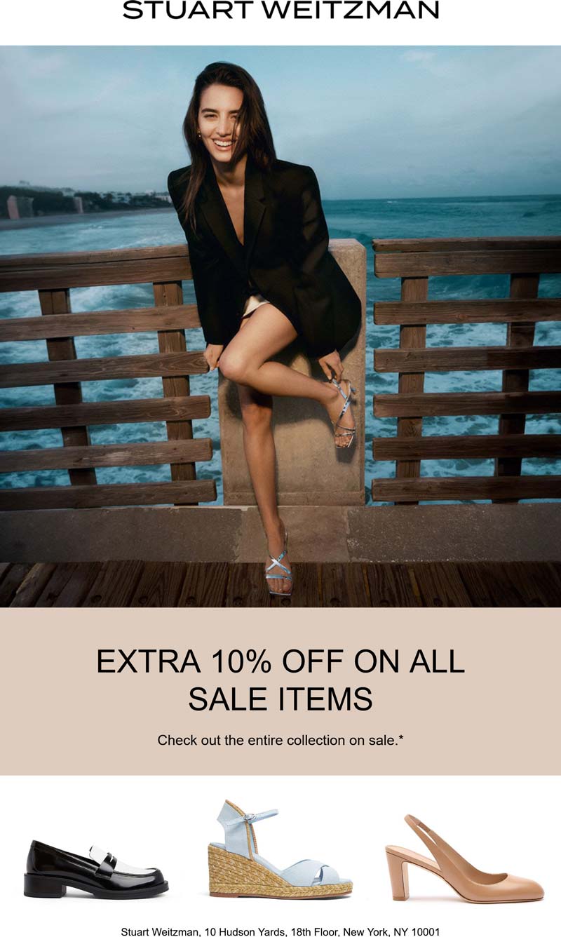 Stuart Weitzman stores Coupon  Extra 10% off sale items at Stuart Weitzman #stuartweitzman 