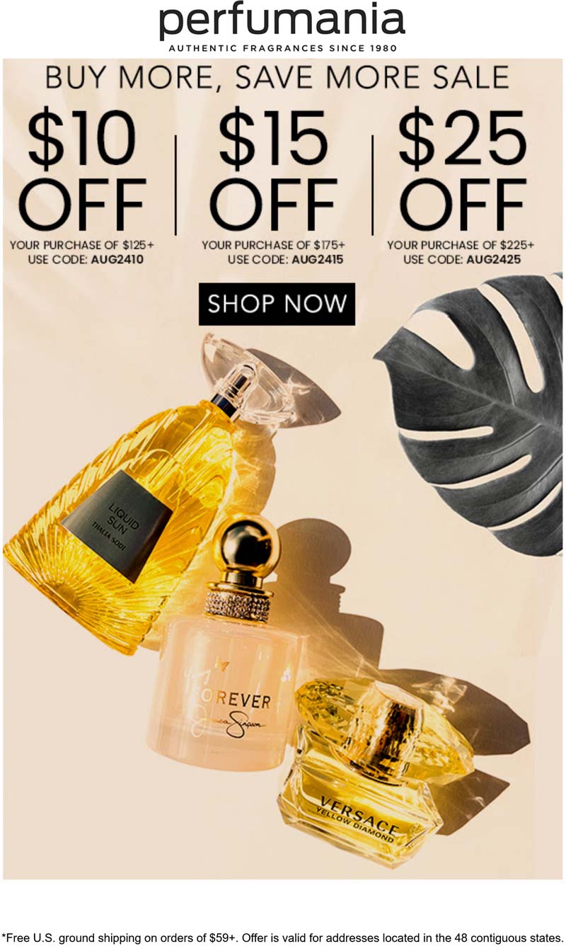 Perfumania stores Coupon  $10-$25 off $125+ at Perfumania via promo code AUG2410 #perfumania 