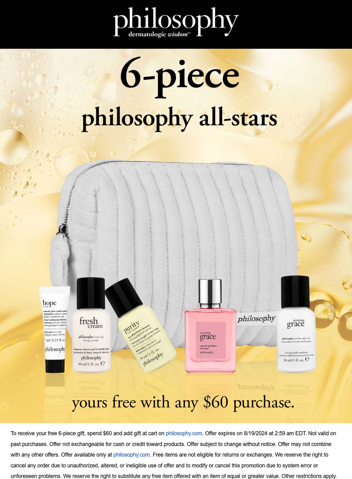 Philosophy stores Coupon  Free 6pc on $60 online at Philosophy #philosophy 