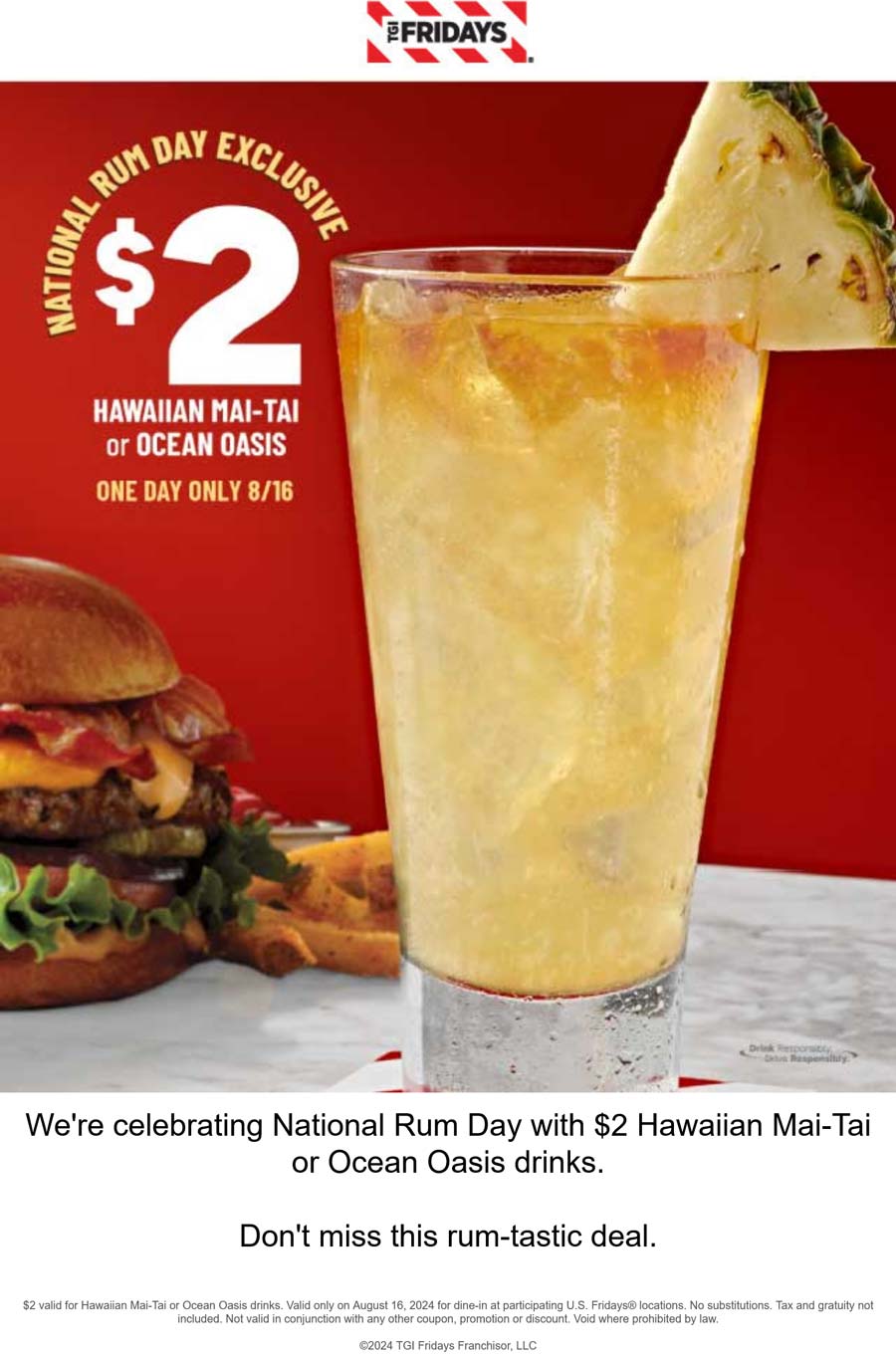 TGI Fridays restaurants Coupon  $2 Hawaiian Mai-Tai or Ocean Oasis drinks Friday at TGI Fridays restaurants #tgifridays 