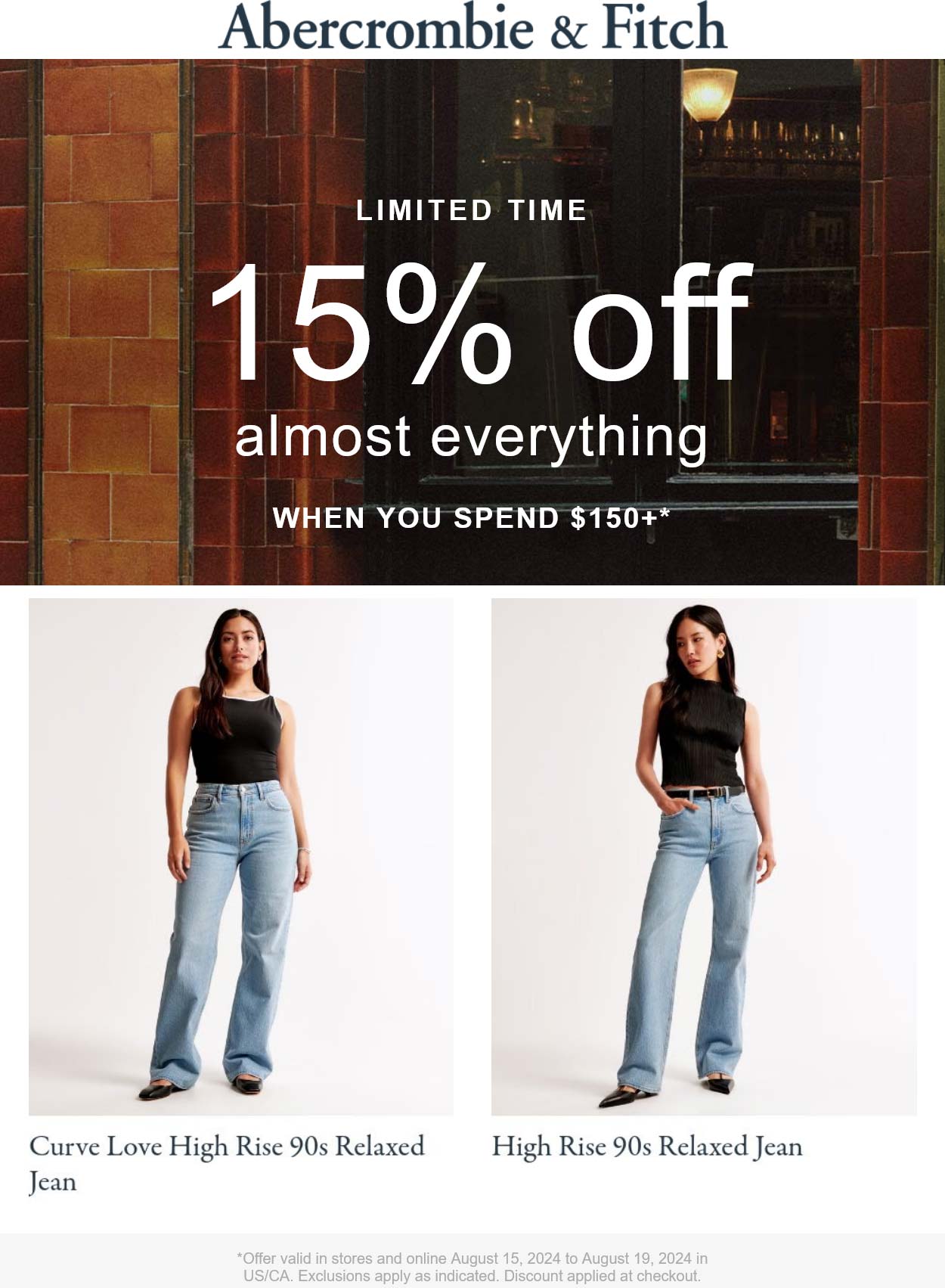 Abercrombie & Fitch stores Coupon  15% off $150+ at Abercrombie & Fitch #abercrombiefitch 