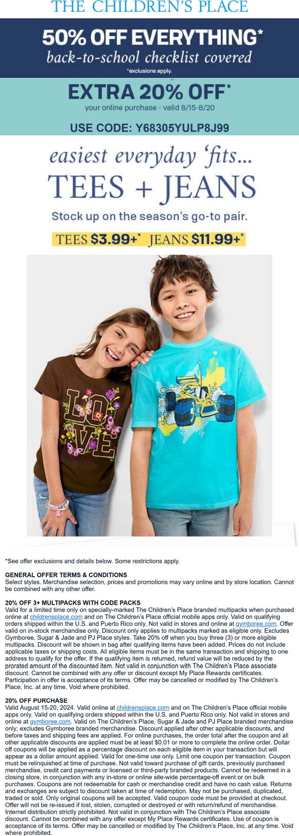 The Childrens Place stores Coupon  50-70% off everything at The Childrens Place #thechildrensplace 