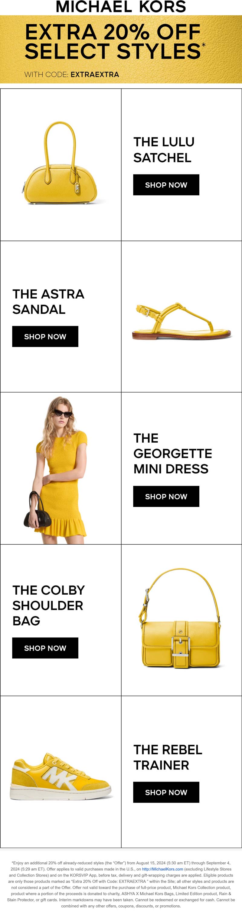 Michael Kors stores Coupon  Extra 20% off sale styles at Michael Kors, or online via promo code EXTRAEXTRA #michaelkors 