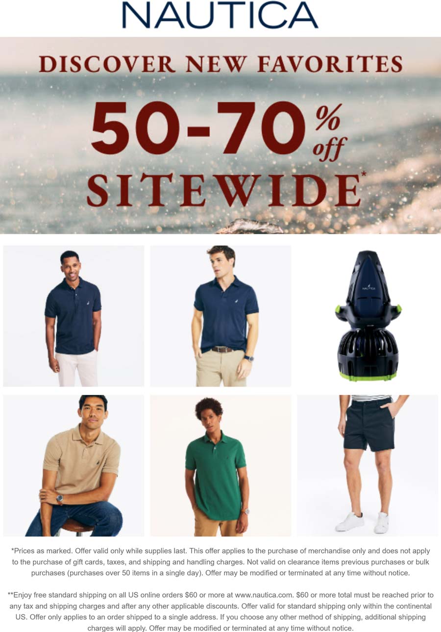 Nautica stores Coupon  50-70% off everything at Nautica #nautica 