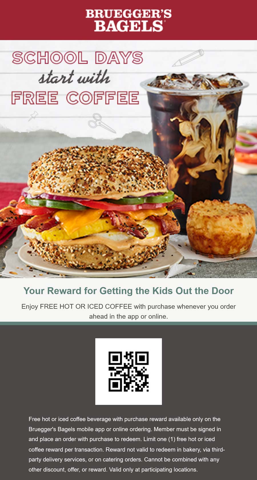 Brueggers Bagels restaurants Coupon  Free coffee with your mobile order at Brueggers Bagels #brueggersbagels 