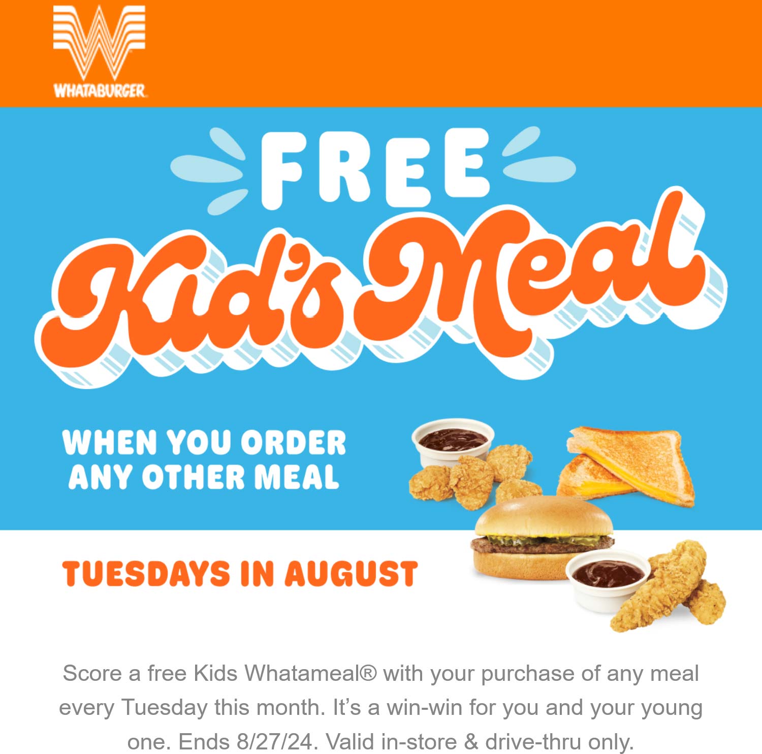 Whataburger restaurants Coupon  Free kids meal with yours Tuesdays at Whataburger #whataburger 