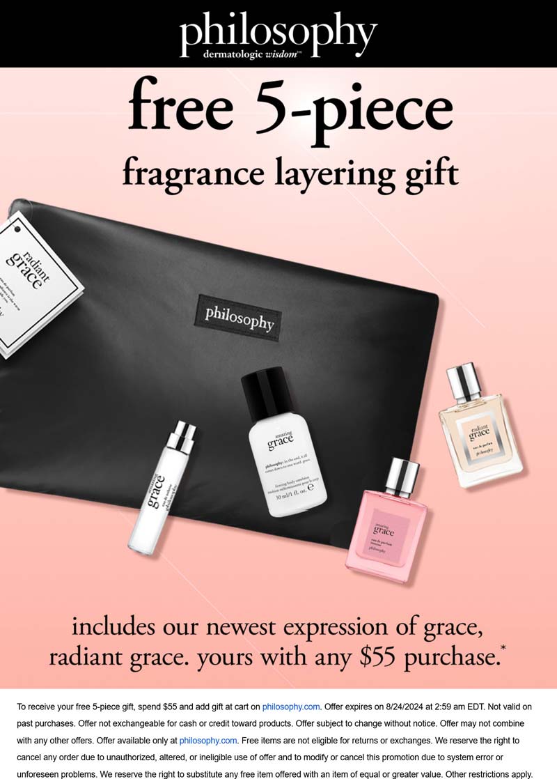 Philosophy stores Coupon  Free 5pc set on $55 at Philosophy #philosophy 