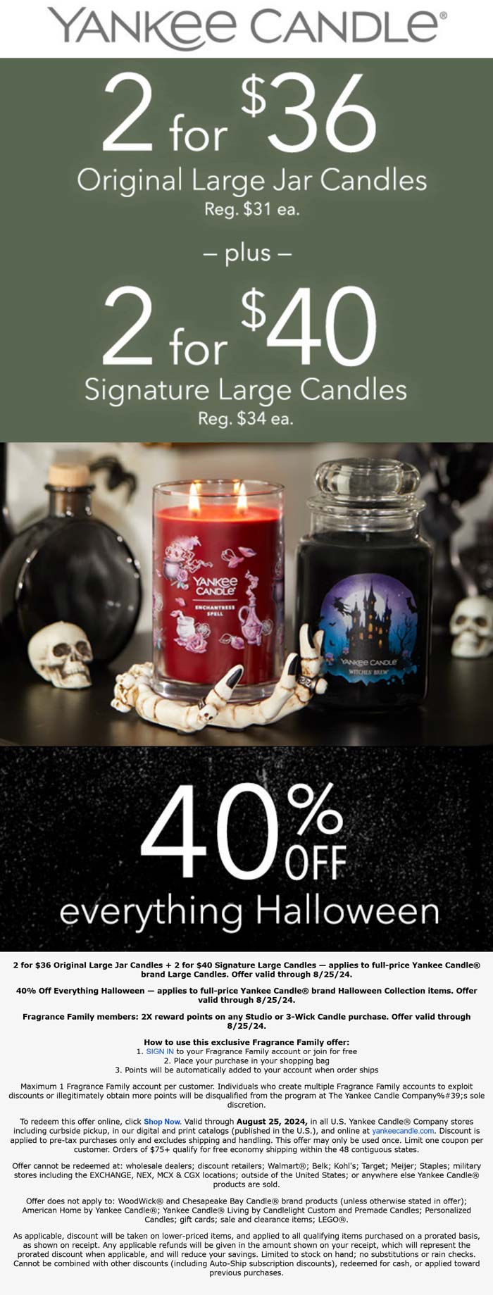 Yankee Candle stores Coupon  40% off everything Halloween & more at Yankee Candle #yankeecandle 