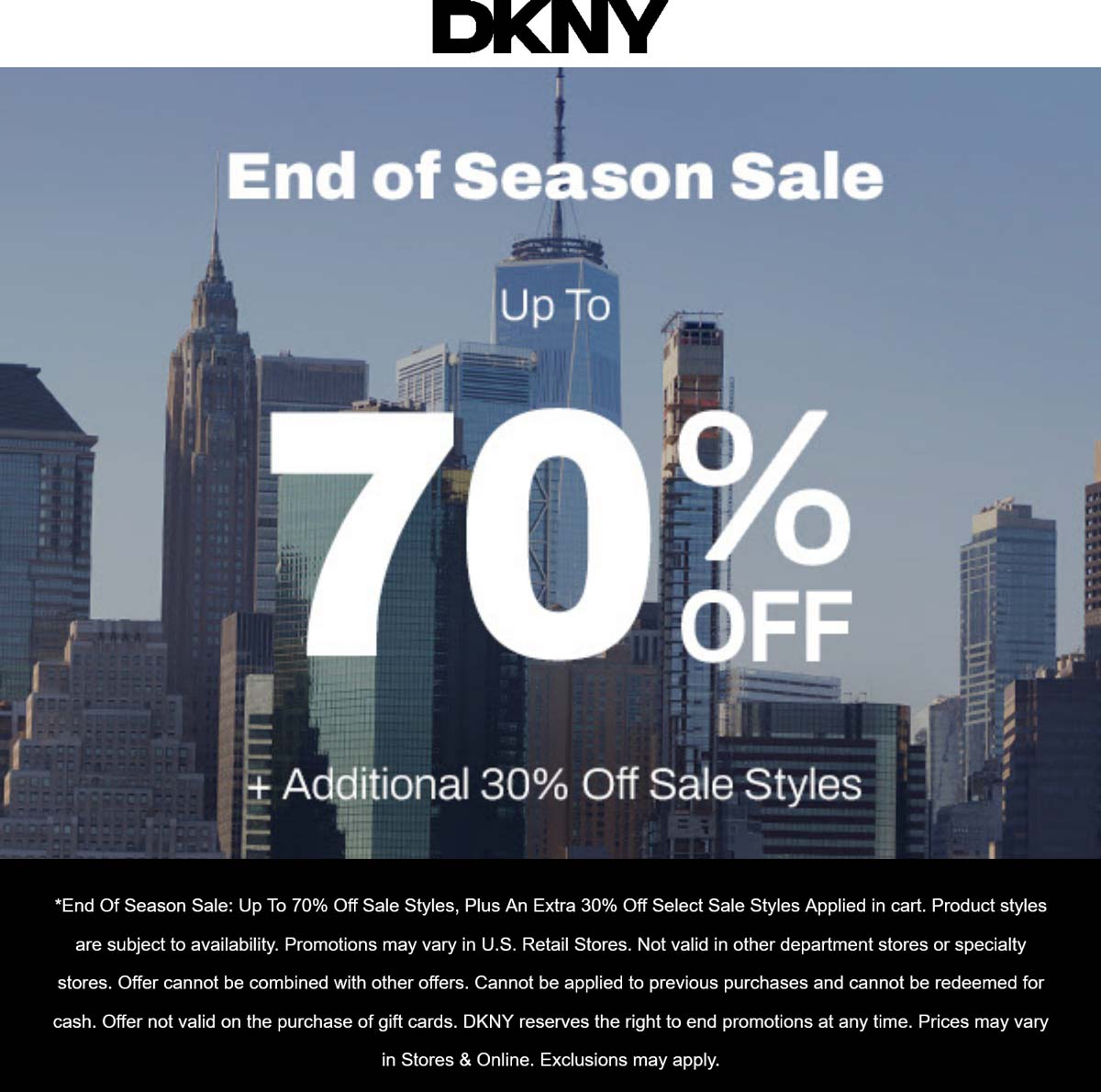 DKNY stores Coupon  Extra 30% off sale styles at DKNY, ditto online #dkny 