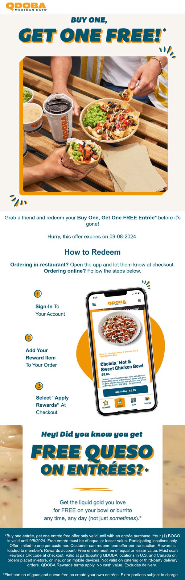 Qdoba restaurants Coupon  Second entree free via login at Qdoba Mexican Eats #qdoba 