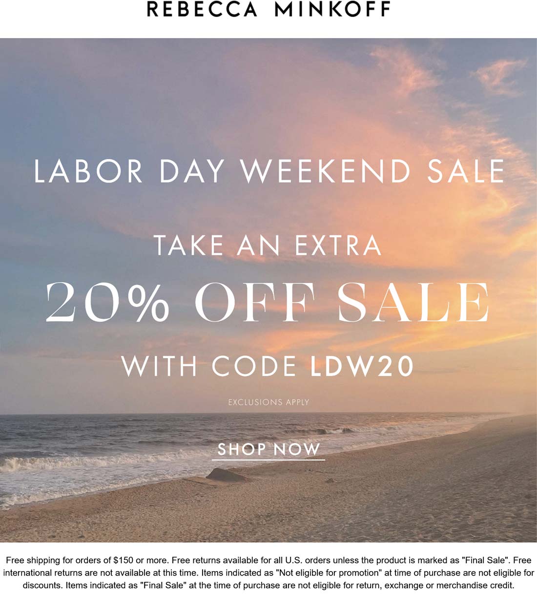 Rebecca Minkoff stores Coupon  Extra 20% off sale items at Rebecca Minkoff via promo code LDW20 #rebeccaminkoff 