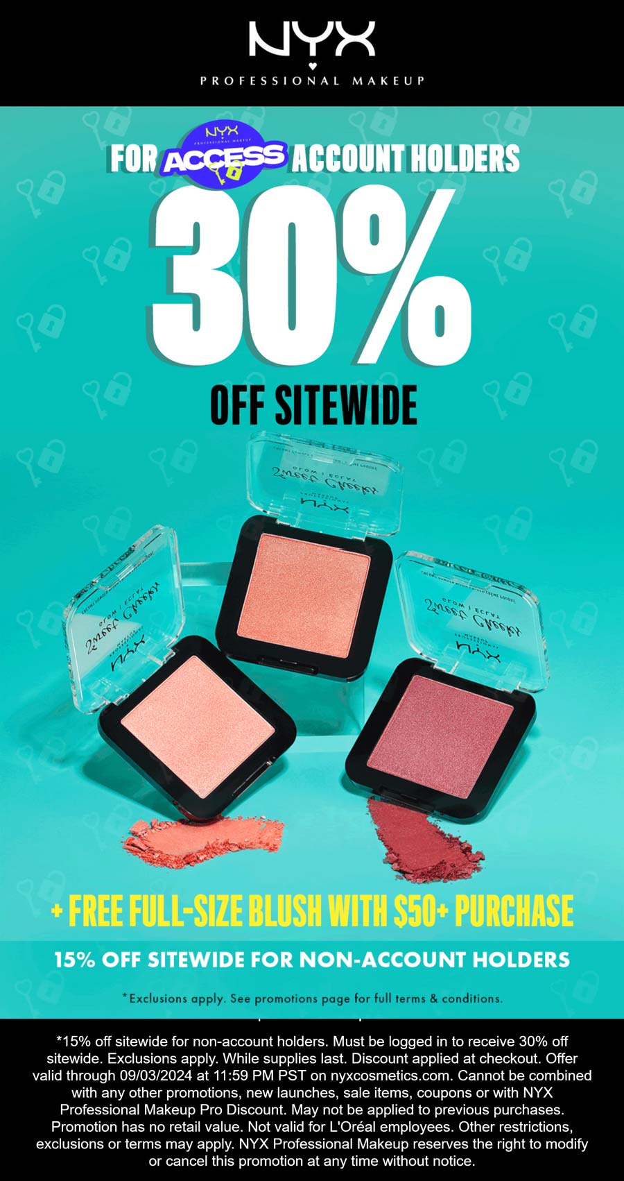 NYX Cosmetics stores Coupon  15-30% off everything at NYX Cosmetics #nyxcosmetics 