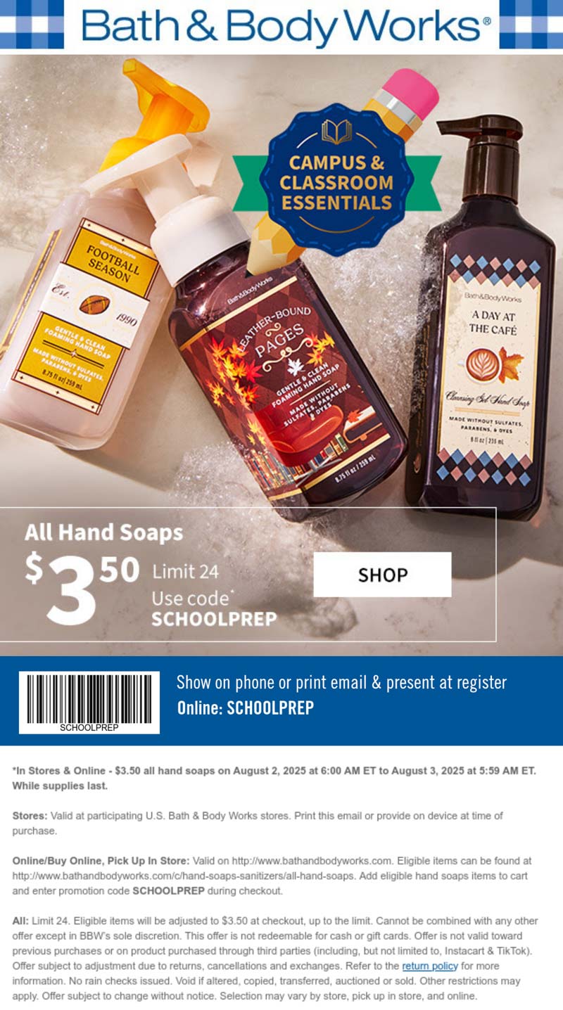 Bath & Body Works coupons & promo code for August 2025