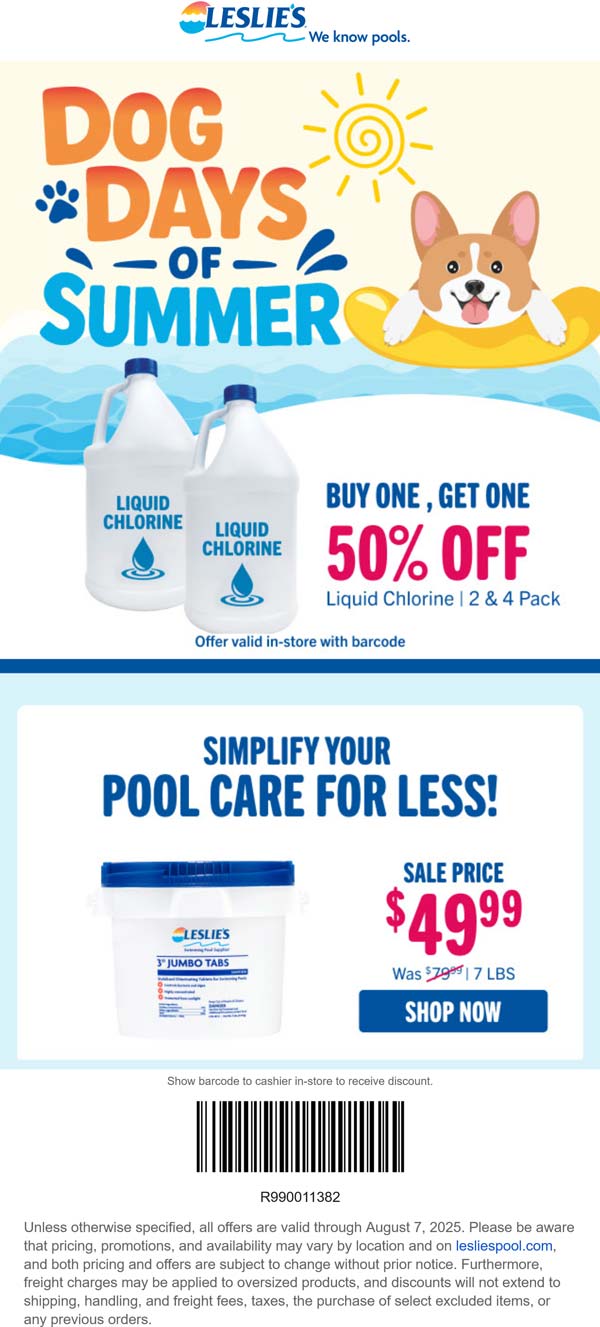 Leslies coupons & promo code for August 2025