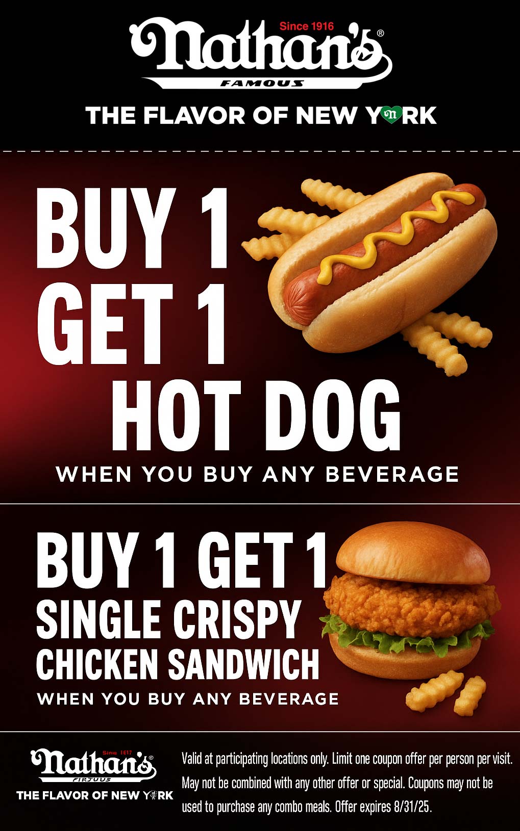 Nathans Famous coupons & promo code for August 2025