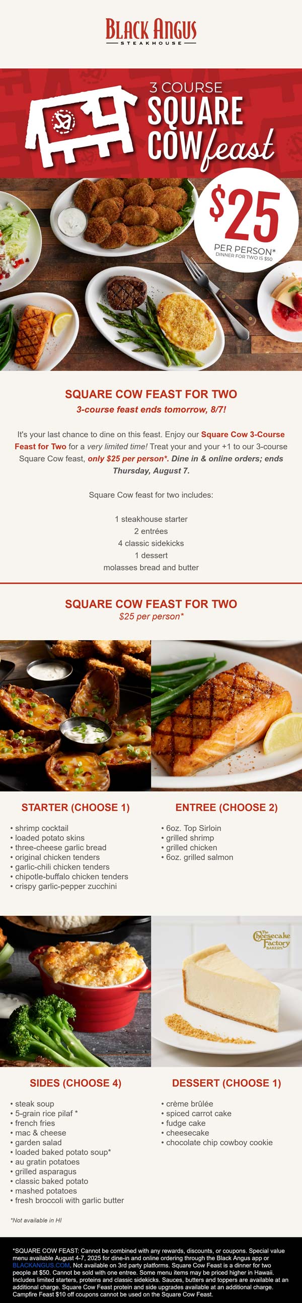 Black Angus restaurants Coupon  3-course meal = $25 at Black Angus steakhouse #blackangus 