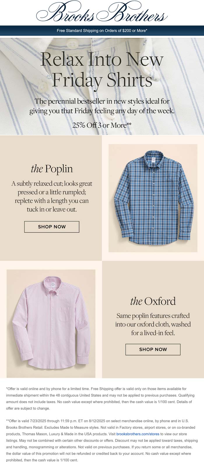 Brooks Brothers stores Coupon  25% off 3+ shirts at Brooks Brothers, ditto online #brooksbrothers 