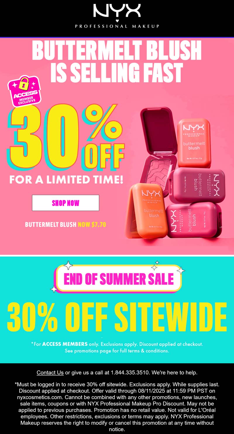 NYX Professional Makeup stores Coupon  30% off everything via login at NYX Professional Makeup #nyxprofessionalmakeup 